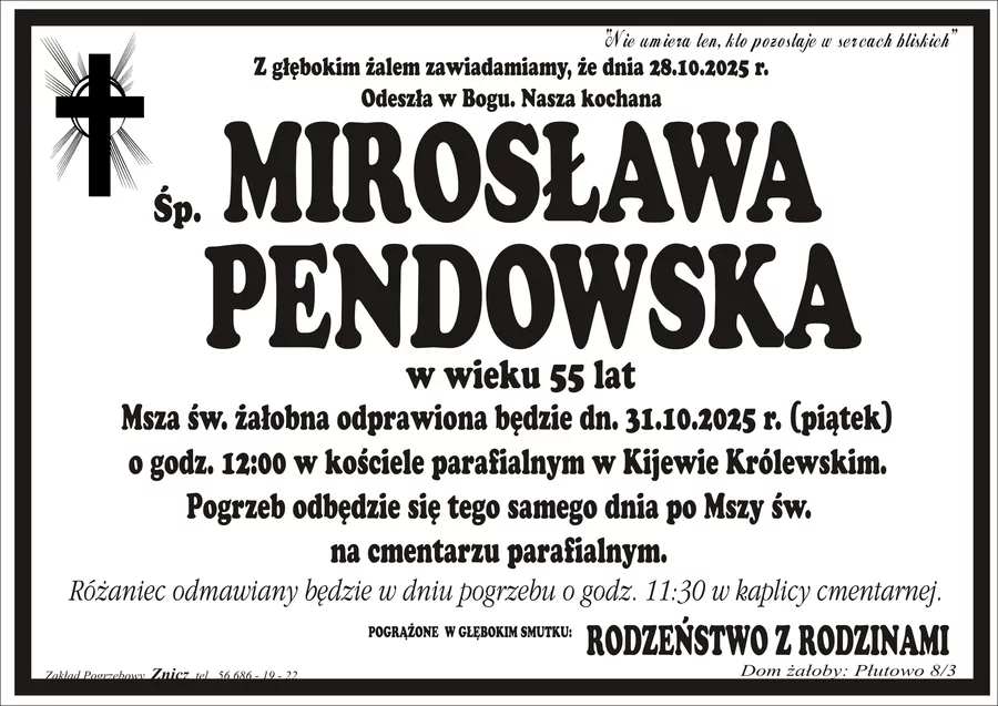 W komentarzach wpisujemy wspomnienia i kondolencje.