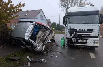 Wypadek w Płutowie pod Chełmnem/ Fot. KP PSP Chełmno