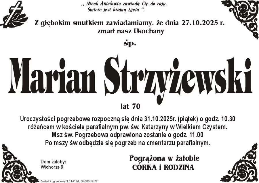 W komentarzach wpisujemy wspomnienia i kondolencje.