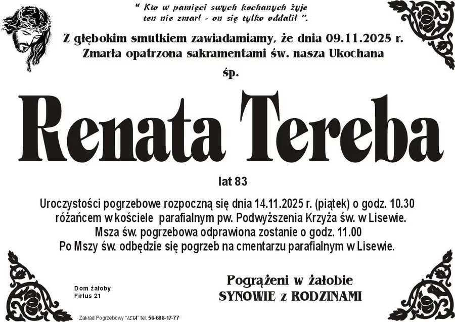 W komentarzach wpisujemy wspomnienia i kondolencje.
