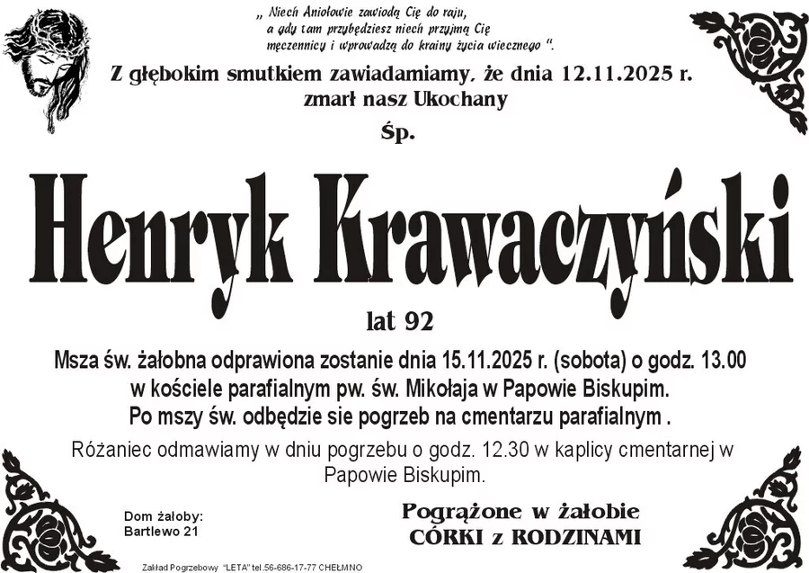 W komentarzach wpisujemy wspomnienia i kondolencje.