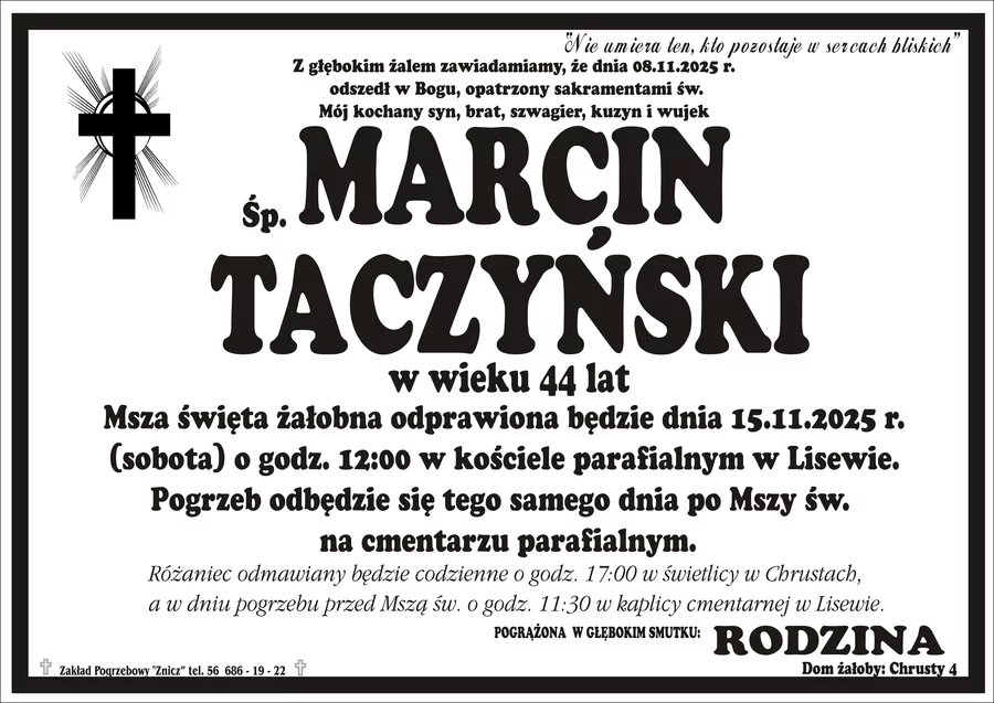 W komentarzach wpisujemy wspomnienia i kondolencje.