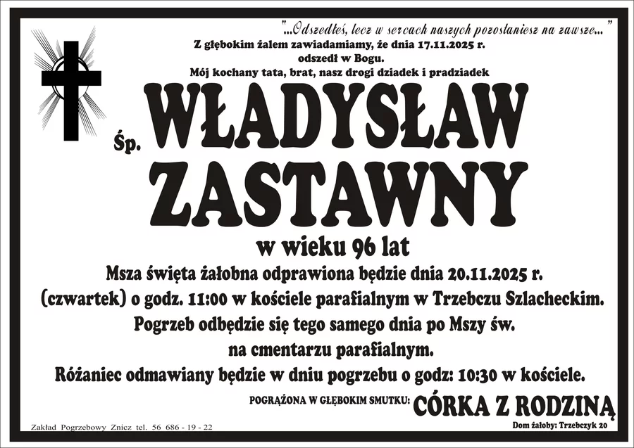 W komentarzach wpisujemy wspomnienia i kondolencje.