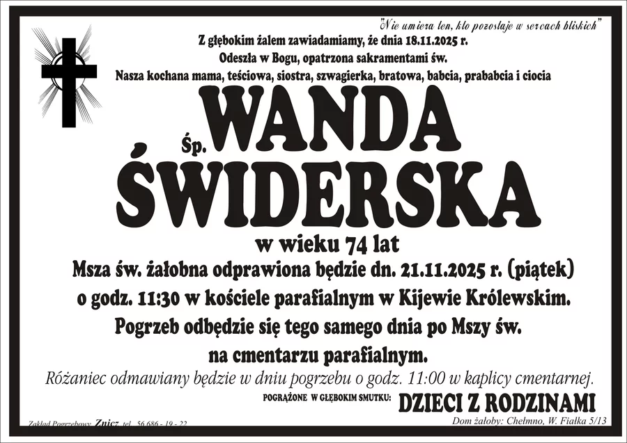 W komentarzach wpisujemy wspomnienia i kondolencje.