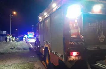 Dachowanie na dk 55 w Wabczu pod Chełmnem/ Fot. KP PSP Chełmno