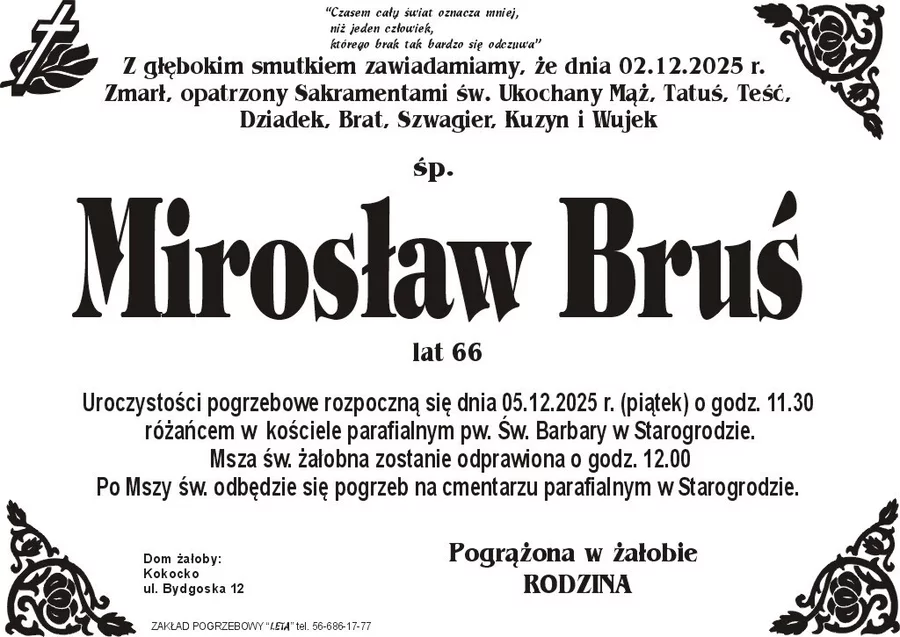W komentarzach wpisujemy wspomnienia i kondolencje.