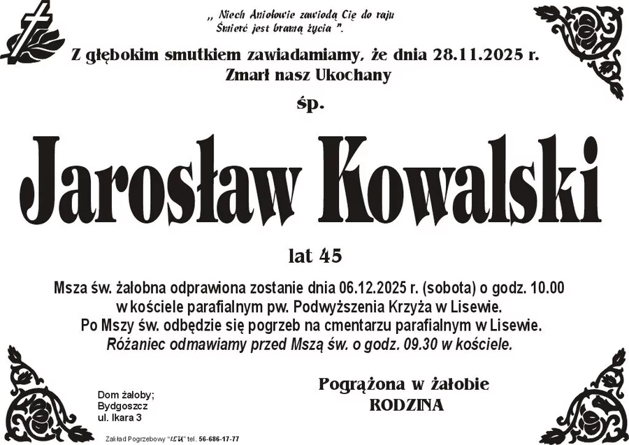 W komentarzach wpisujemy wspomnienia i kondolencje.