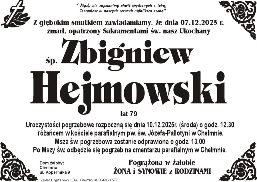 W komentarzach wpisujemy wspomnienia i kondolencje.