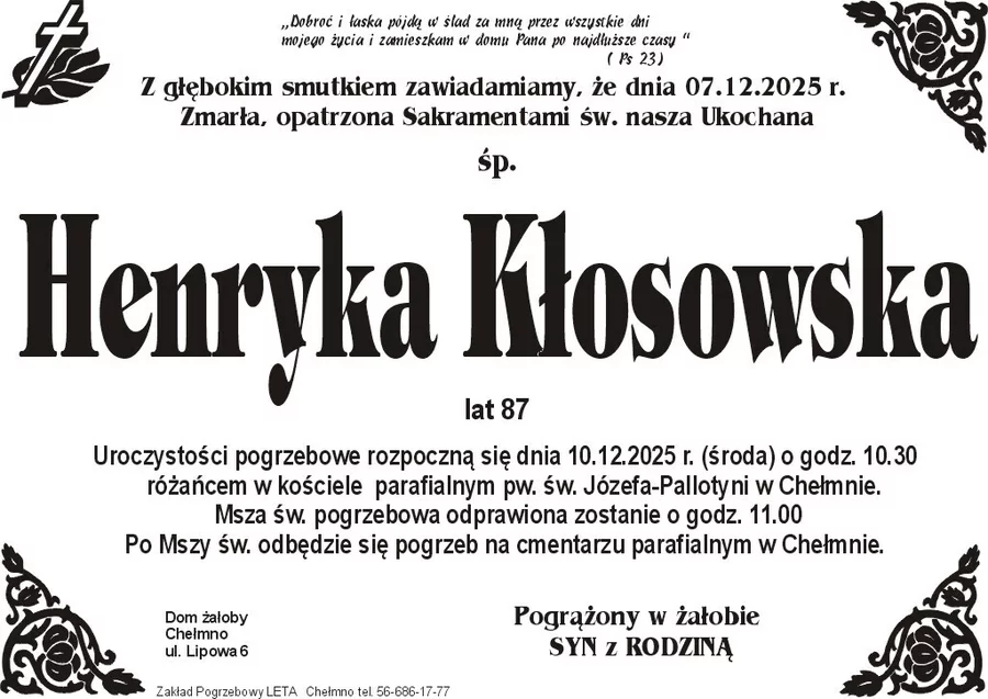 W komentarzach wpisujemy wspomnienia i kondolencje.
