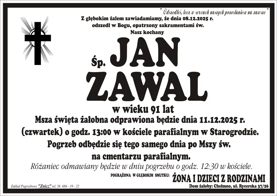 W komentarzach wpisujemy wspomnienia i kondolencje.