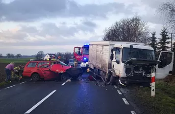 Wypadek na DK 55 pod Chełmnem/ Fot. KP PSP Chełmno