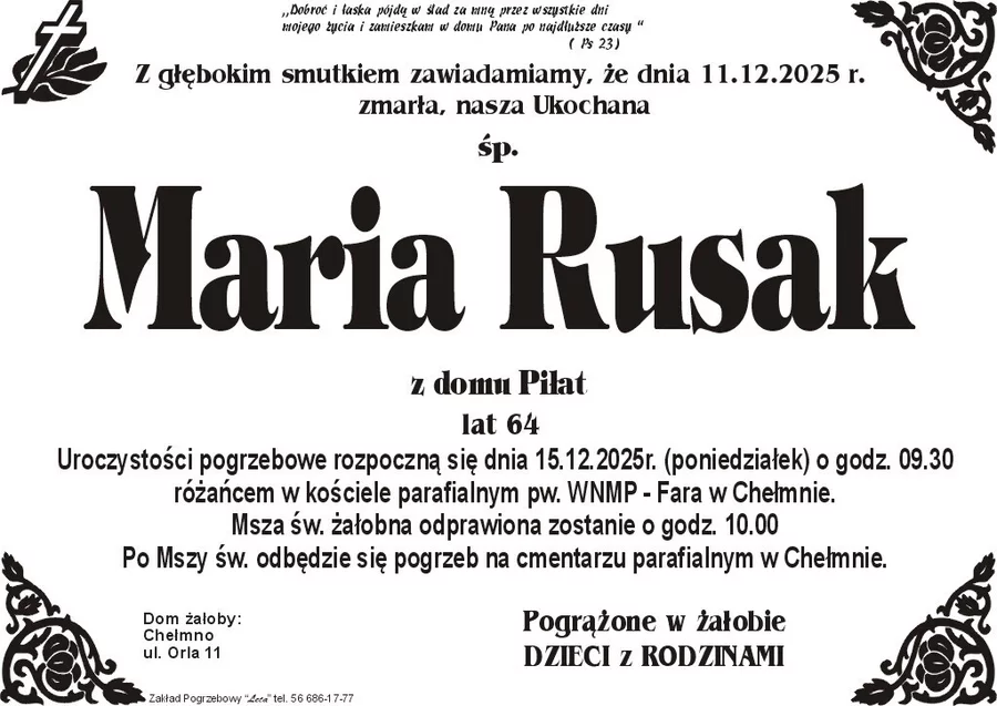 W komentarzach wpisujemy wspomnienia i kondolencje.