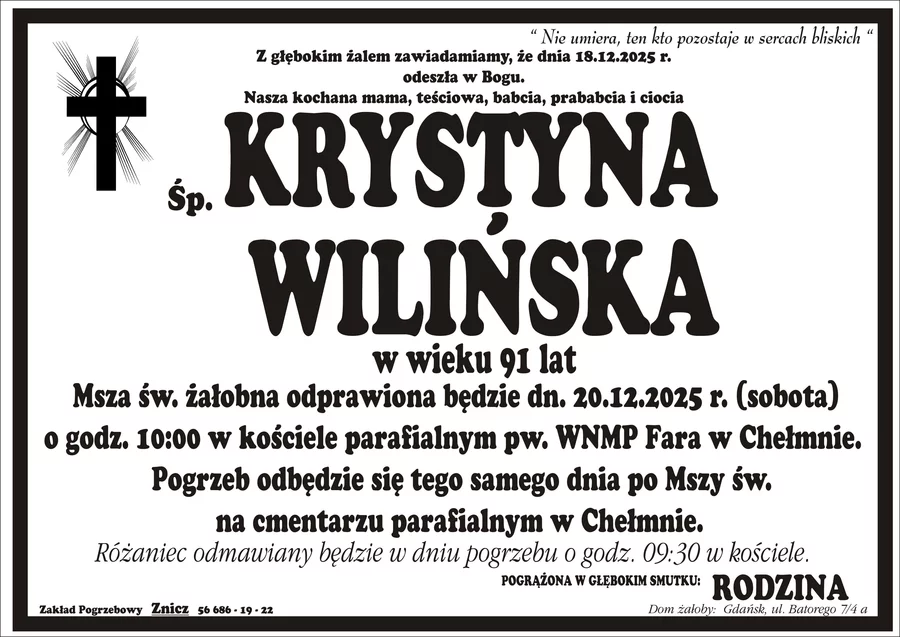 W komentarzach wpisujemy wspomnienia i kondolencje.