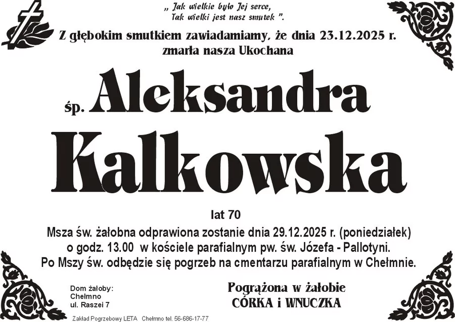 W komentarzach wpisujemy wspomnienia i kondolencje.