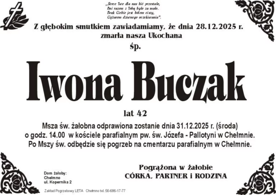 W komentarzach wpisujemy wspomnienia i kondolencje.