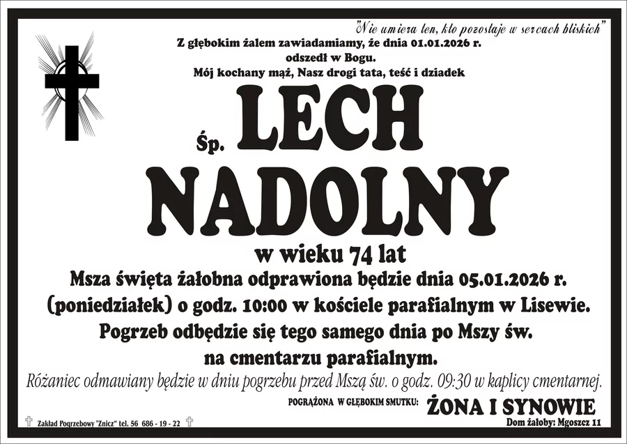 W komentarzach wpisujemy wspomnienia i kondolencje.