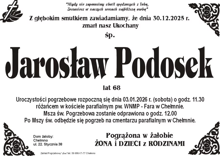 W komentarzach wpisujemy wspomnienia i kondolencje.
