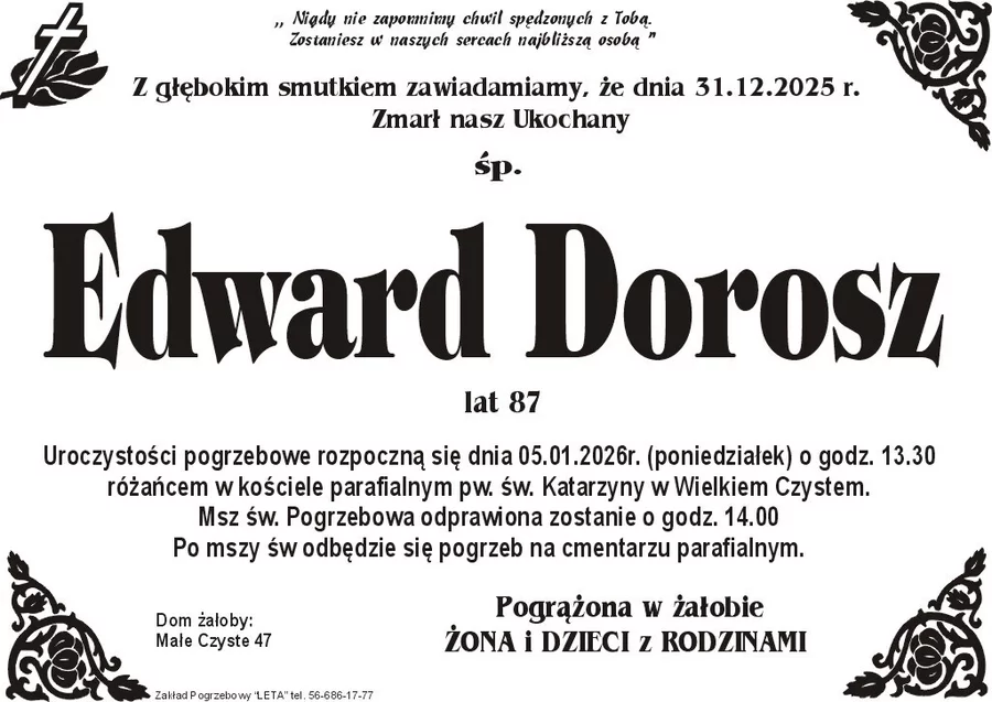 W komentarzach wpisujemy wspomnienia i kondolencje.