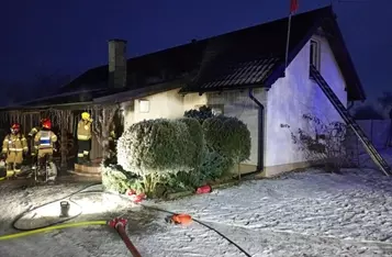 Pożar domu w Trzebczu Szlacheckim/ Fot. KP PSP Chełmno