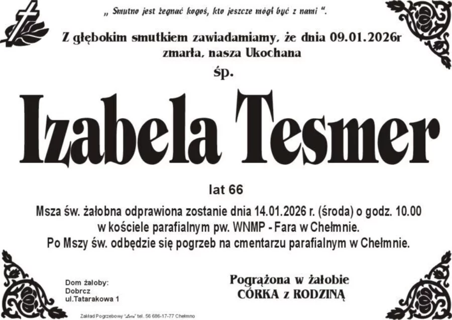 W komentarzach wpisujemy wspomnienia i kondolencje.