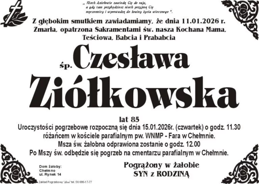 W komentarzach wpisujemy wspomnienia i kondolencje.