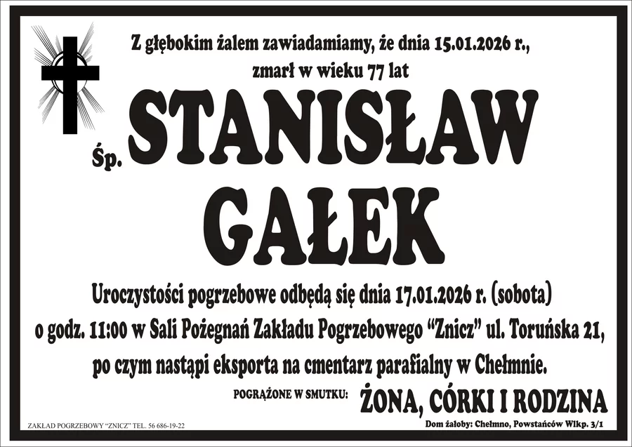 W komentarzach wpisujemy wspomnienia i kondolencje.