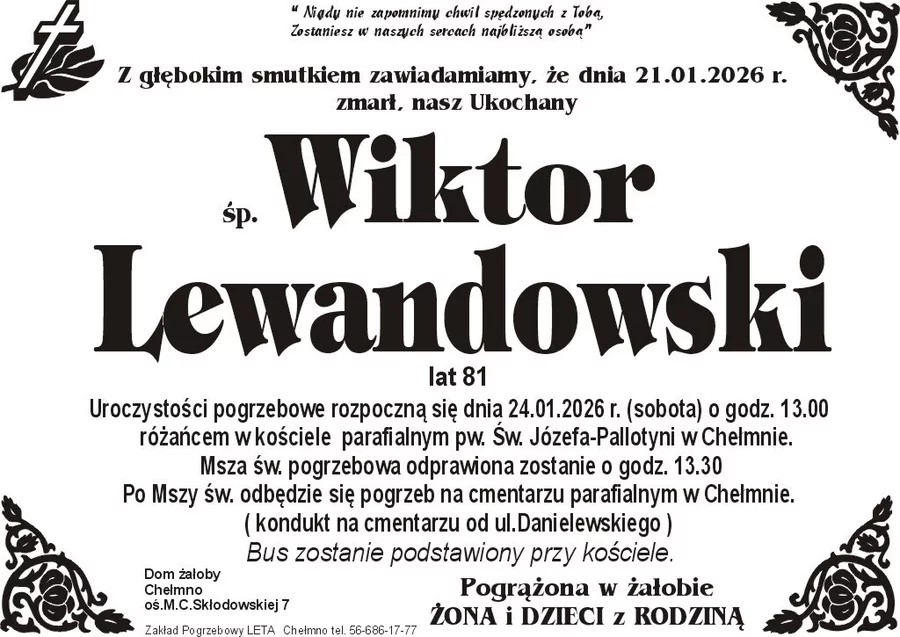 W komentarzach wpisujemy wspomnienia i kondolencje.