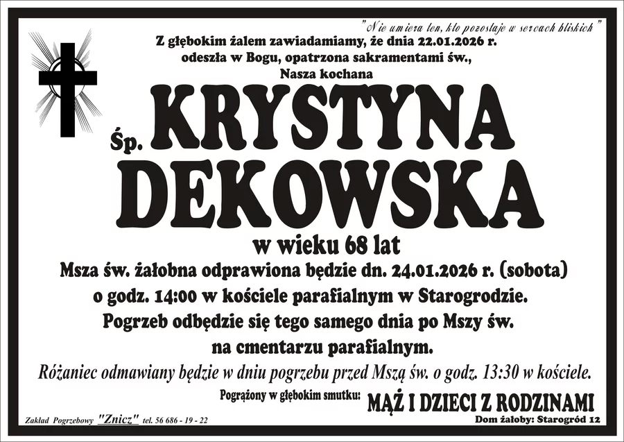 W komentarzach wpisujemy wspomnienia i kondolencje.