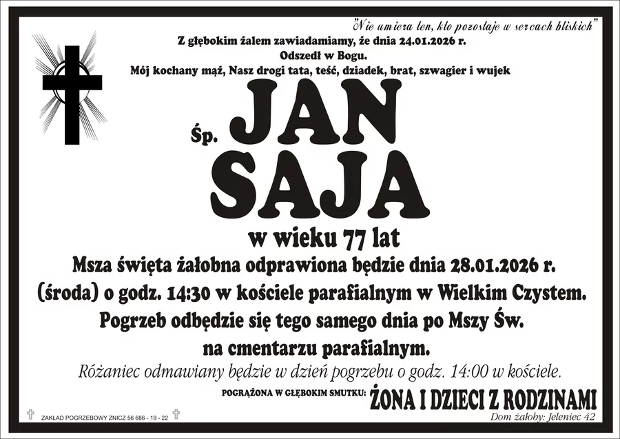 W komentarzach wpisujemy wspomnienia i kondolencje.