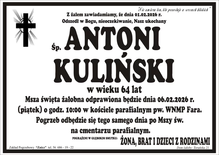 W komentarzach wpisujemy wspomnienia i kondolencje.