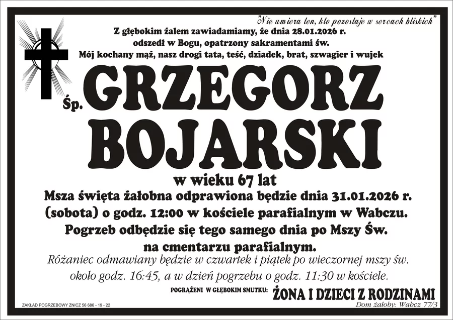 W komentarzach wpisujemy wspomnienia i kondolencje.