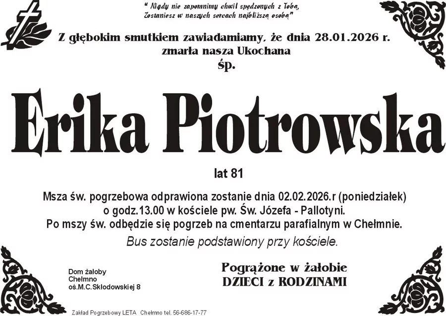 W komentarzach wpisujemy wspomnienia i kondolencje.