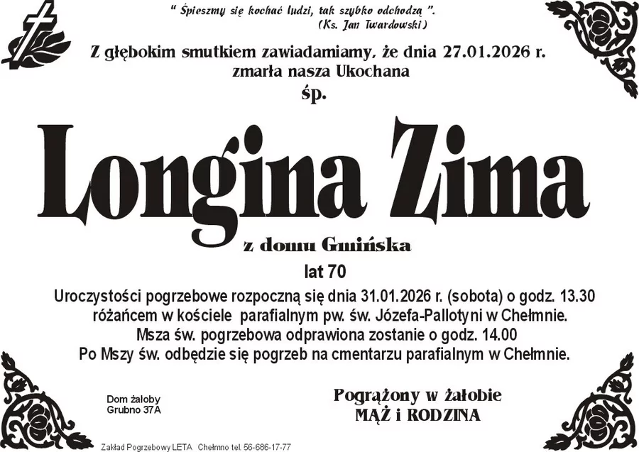 W komentarzach wpisujemy wspomnienia i kondolencje.
