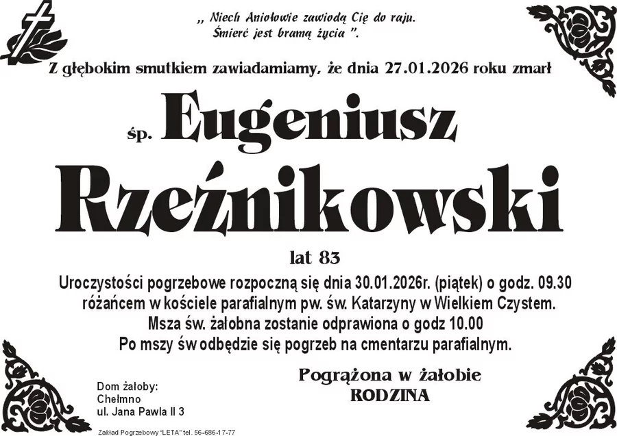 W komentarzach wpisujemy wspomnienia i kondolencje.