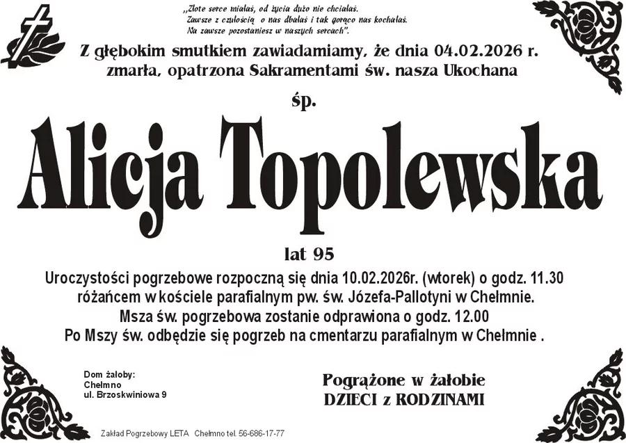 W komentarzach wpisujemy wspomnienia i kondolencje.