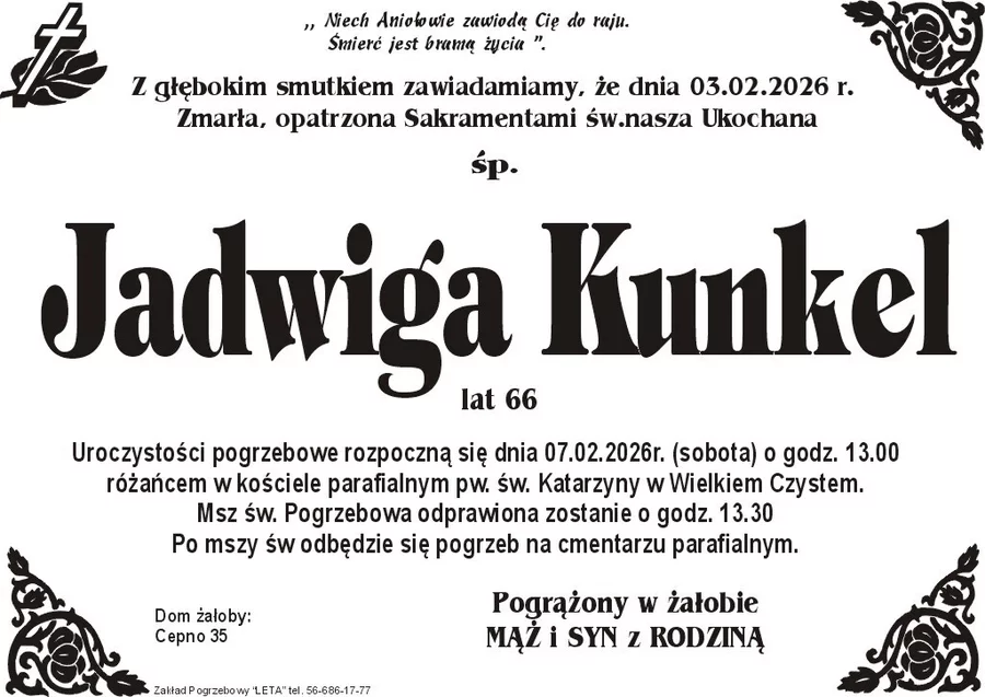 W komentarzach wpisujemy wspomnienia i kondolencje.
