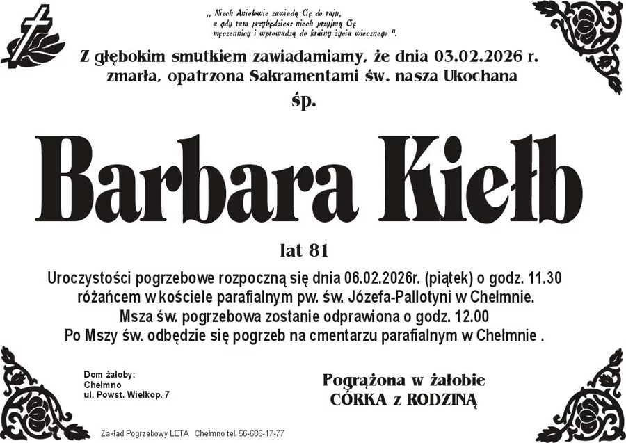 W komentarzach wpisujemy wspomnienia i kondolencje.