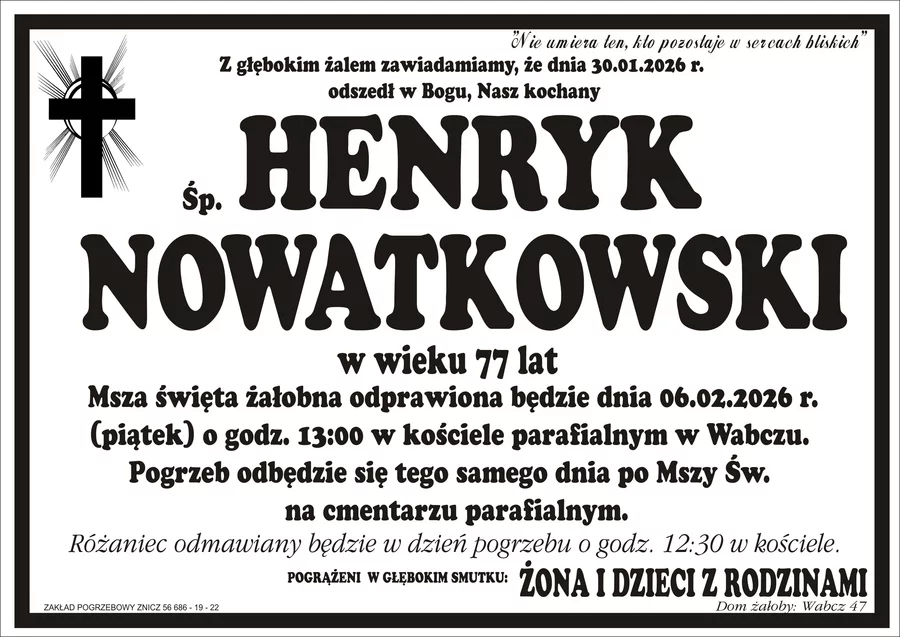 W komentarzach wpisujemy wspomnienia i kondolencje.