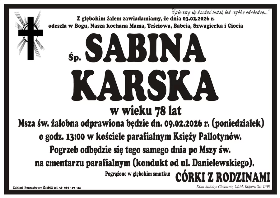 W komentarzach wpisujemy wspomnienia i kondolencje.