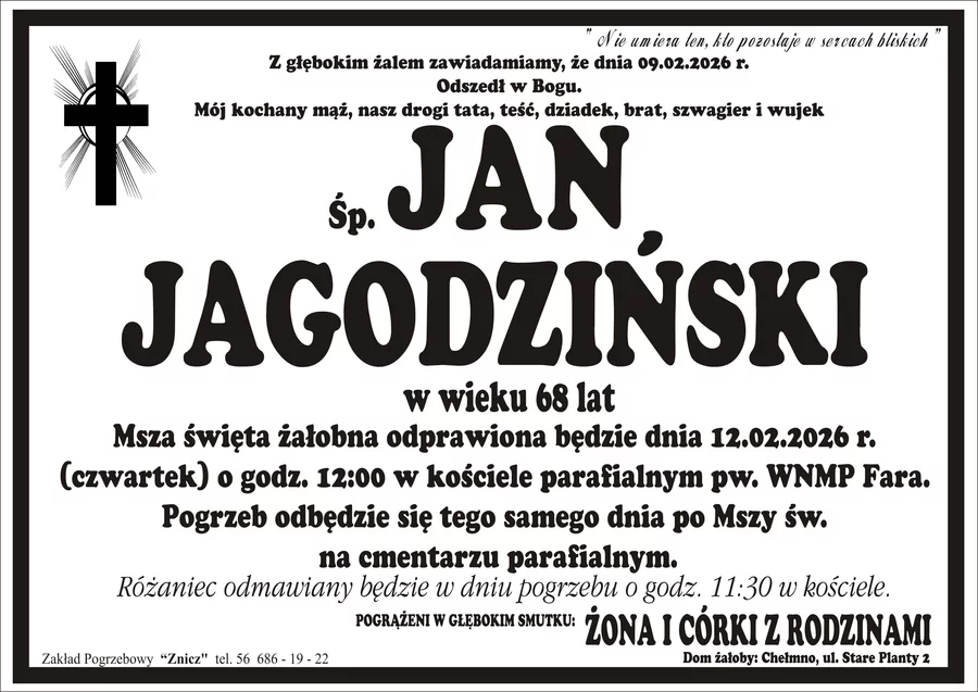 W komentarzach wpisujemy wspomnienia i kondolencje.