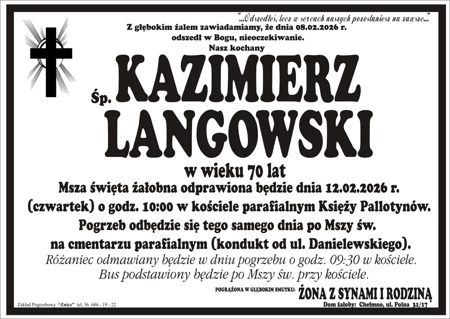 W komentarzach wpisujemy wspomnienia i kondolencje.