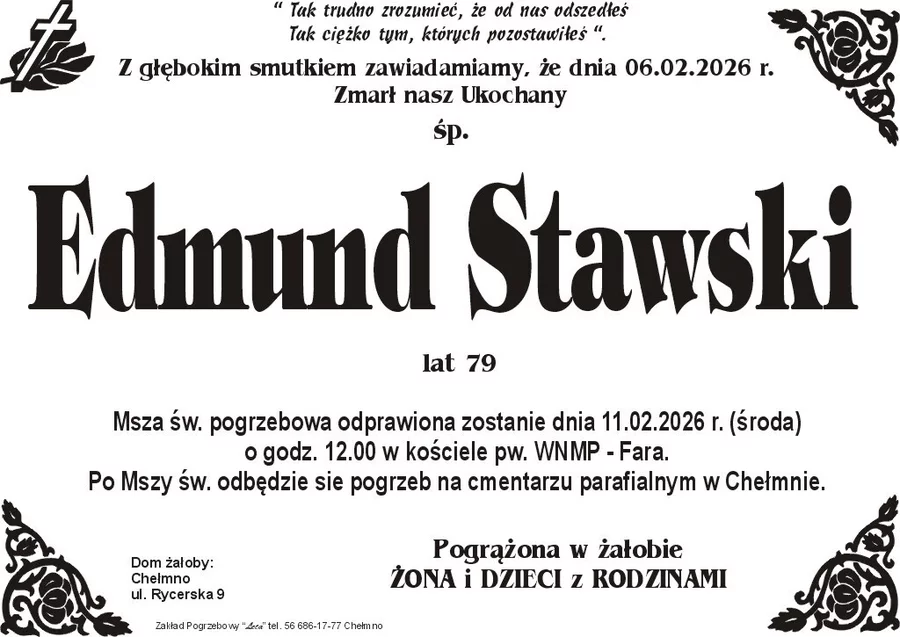 W komentarzach wpisujemy wspomnienia i kondolencje.