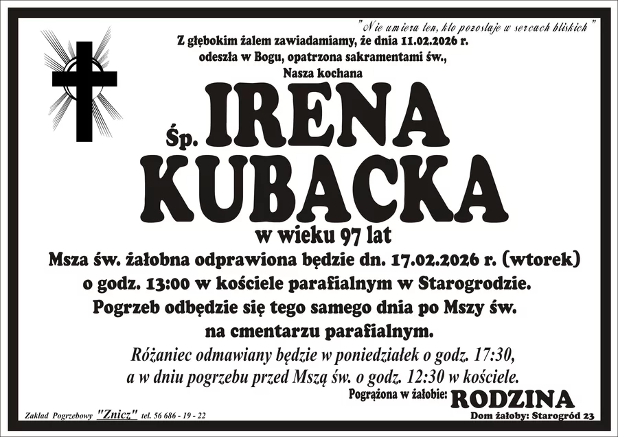 W komentarzach wpisujemy wspomnienia i kondolencje.