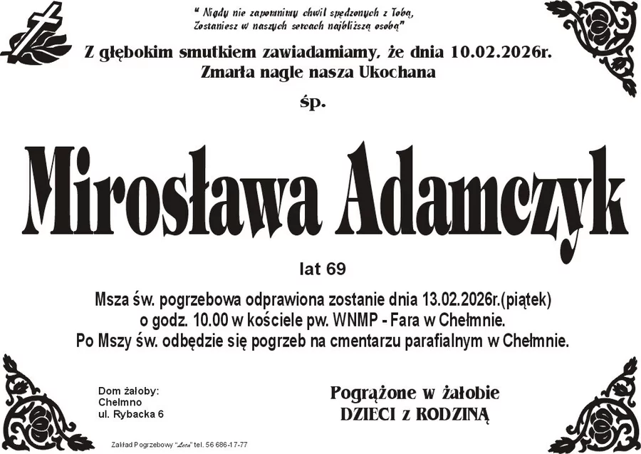 W komentarzach wpisujemy wspomnienia i kondolencje.