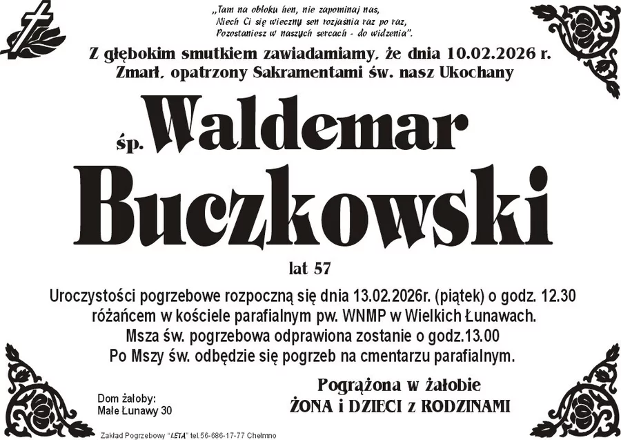 W komentarzach wpisujemy wspomnienia i kondolencje.