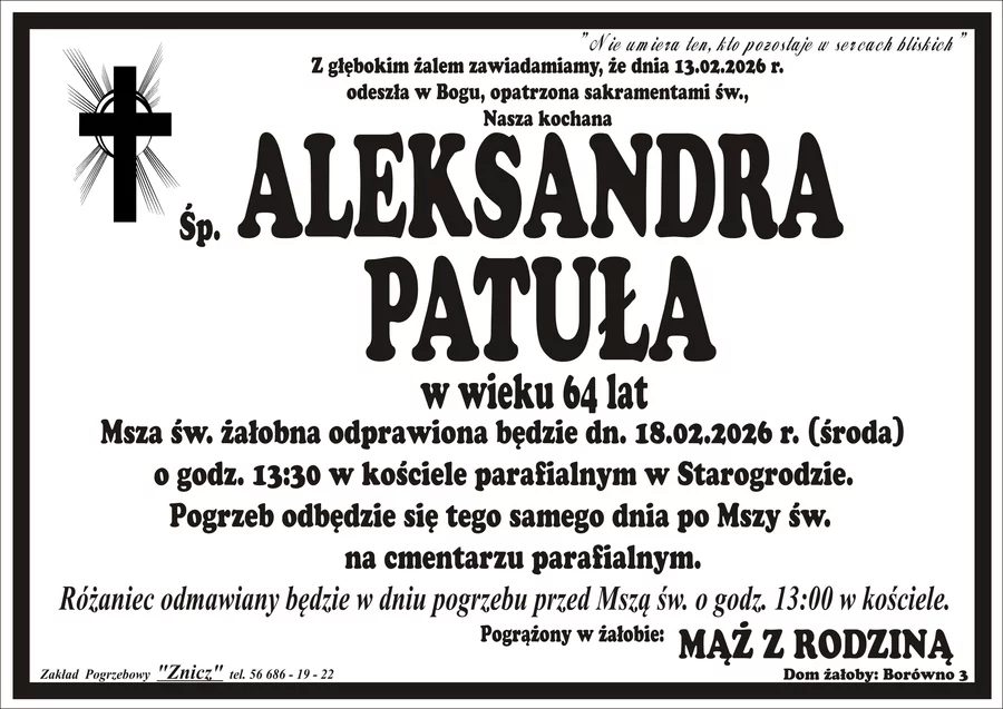 W komentarzach wpisujemy wspomnienia i kondolencje.