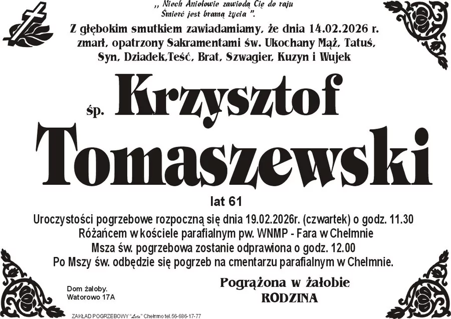 W komentarzach wpisujemy wspomnienia i kondolencje.