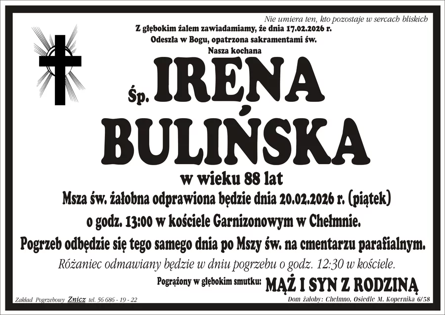 W komentarzach wpisujemy wspomnienia i kondolencje.