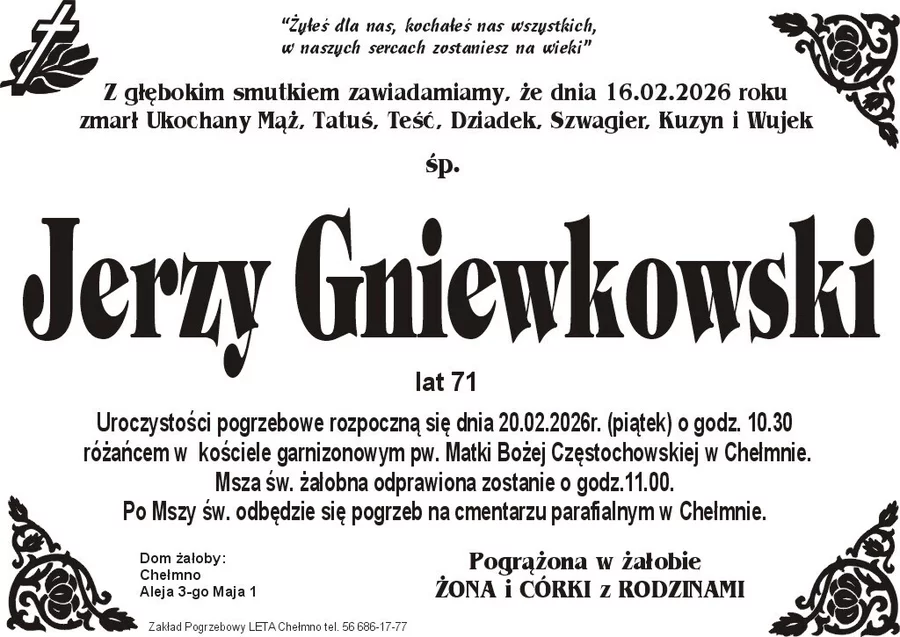 W komentarzach wpisujemy wspomnienia i kondolencje.