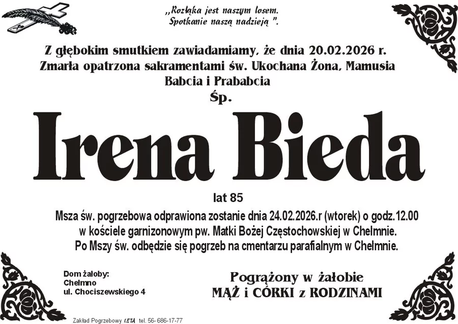 W komentarzach wpisujemy wspomnienia i kondolencje.